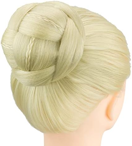 IMISSU Braided Chignon Dancer Hair Cover Donut Hairpieces Scrunchies Women Hair Buns Wig Updo for Wedding Party (M1 Dirty Blonde)