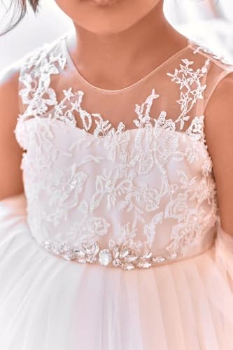 Lace Tulle Flower Girl Dress Kids Wedding Princess Dress Applique Bow-Knot Birthday Party Prom Ball Gowns Dresses3