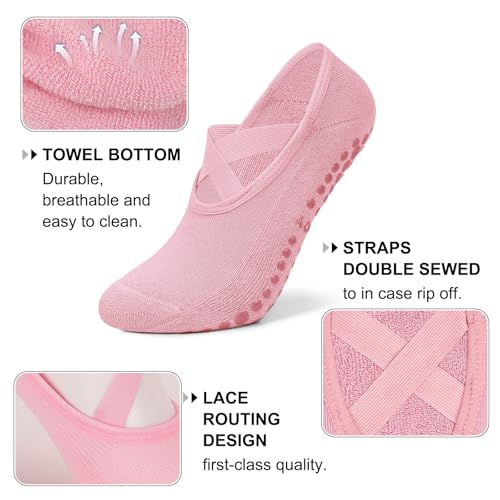 Diu Life 3 Pack Pilates Socks Yoga Socks with Grips for Women Non Slip, Workout, Pure Barre, Ballet, Dance, Hospital Socks