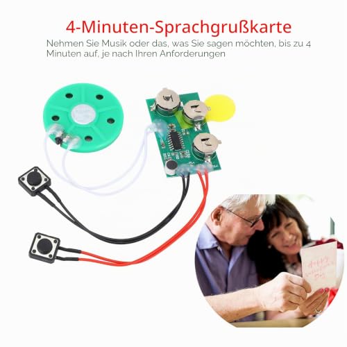 Ouitble DIY Grußkarten Chip 4 Minuten Rekorder Sound Chip Modul Beschreibbares Voice-Sound-Chip-Modul für Karten Kunsthandwerk