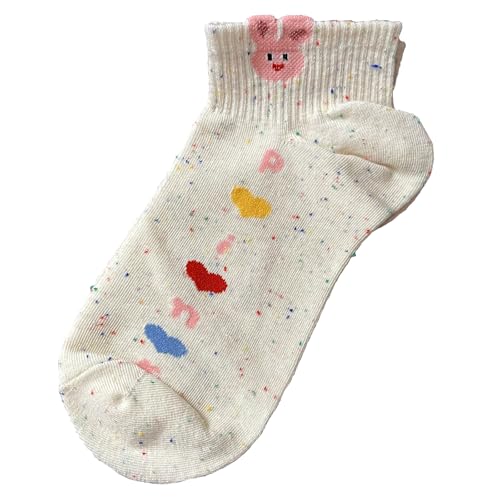 CYZSLico 5Pairs/pack Women Cotton Ankle Socks Embroidered with Cartoon Patterns2