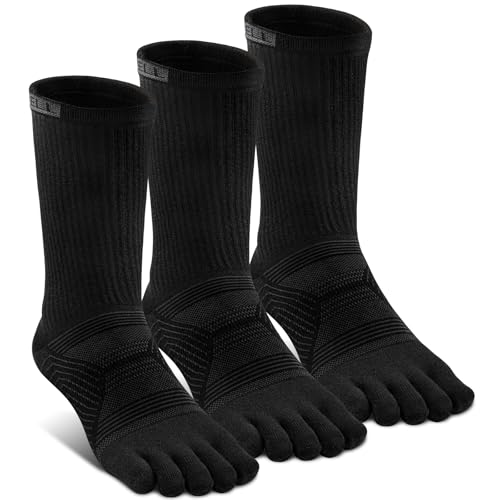 VWELL Toe Socks for Men Women Running COOLMAX Mid-Calf Five Finger Socks Athletic Breathable Five Toe Socks Quick Dry
