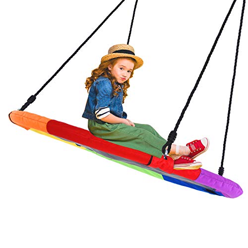 MAQIANFAA 40'' Swing Sets Upgrade Version Pretty Sturdy ,safest Swing,Swing Sets with Vibrant Colors Max 330 Lbs(Load 3-4 Child) Easy to Assemble, Gift for Kids