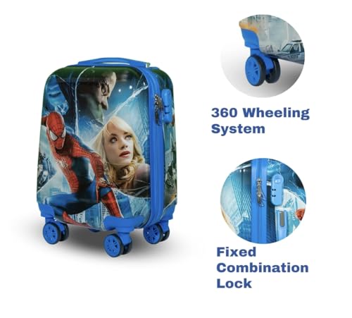 Image of ADSON Abs Kids Trolley 360 Rotating Luggage 360 Degree Wheels Non-Breakable 16 Inch Kids Hardsided Suitcase with 4 Wheels, 360 Degree Wheel Travel Trolley Bag (Design 17)