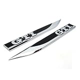 Aurnoc 2pcs Metal Wing Side Fender Badge Emblem for VW GTI GOLF 7 6 MK5 MK6 MK7 POLO (Black/Red/Blue) (Black)