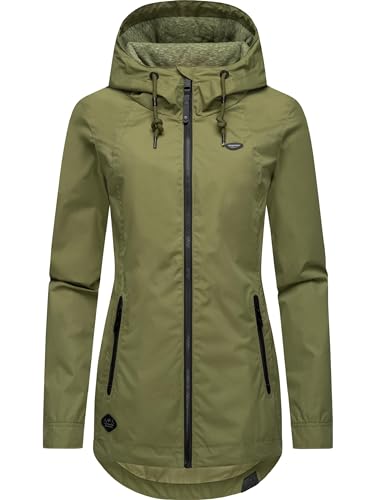 Ragwear Damen Übergangsjacke leichte Jacke Kurzmantel wasserdicht mit Verstellbarer Kapuze Zuzka Intl Olive024 Gr. M