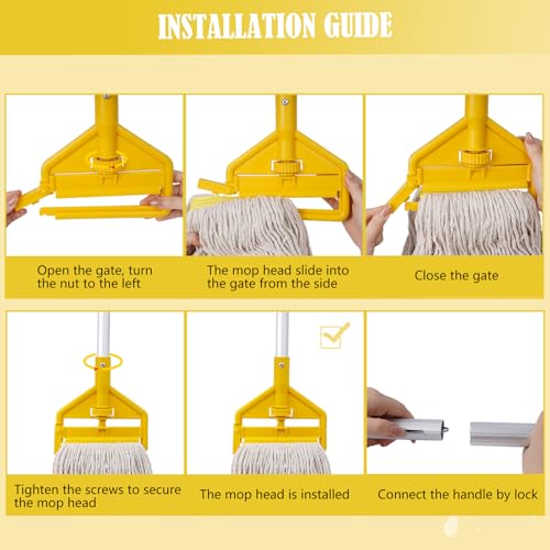 Image of Heavy Duty Commercial Industrial Mop, Loop-End String Wet Mop with Extra Replacement Heads, 59 Inch Long Handle for Floor Cleaning - Home, Garage, Warehouse, Office