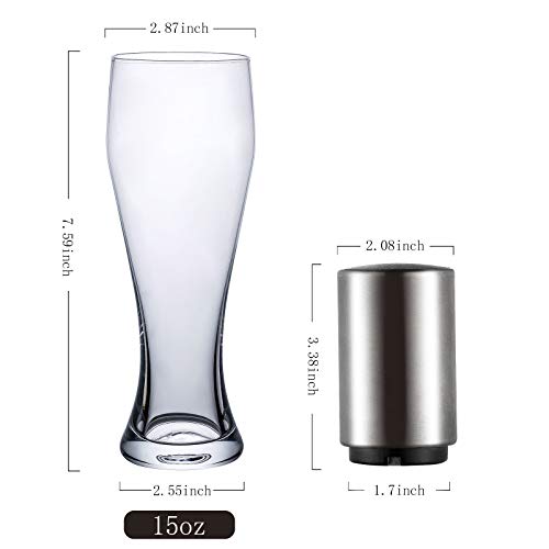 image for NC Ziixon Pilsner Craft Beer Glasses with Beer Bottle Opener 16oz Beer