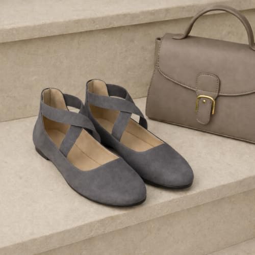 Image of EMMA NEW YORK Ankle Strap Flats for Women, Women Flat Ballerina Shoes, Women's Ballet Flats with Strap