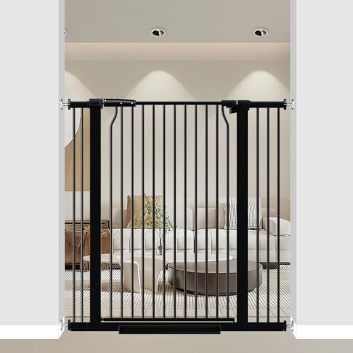 THEYFIRST 40.55" Extra Tall Baby Gate for Doorways, 32.6-40.5 in Wide Dog Gate Indoor, Walk Through Tall Pet Gates No Drilling, Pressure Mounted Child Safety Gate with Door for House Doggie, Black