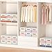 Easortm Stackable Storage Drawers - Pull Out Storage Bins with Drawers for Closet Clothes Organizers with Weekly Labels & Clear Window, Closet Shelf Storage for Bedroom, Living Room, 5 Pack, White