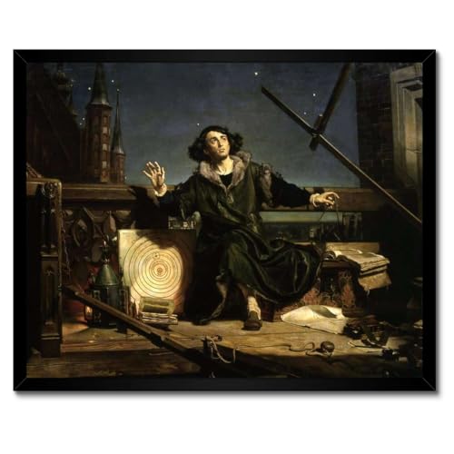 Astronome Copernic poster sous cadre blanc 50x40 cm