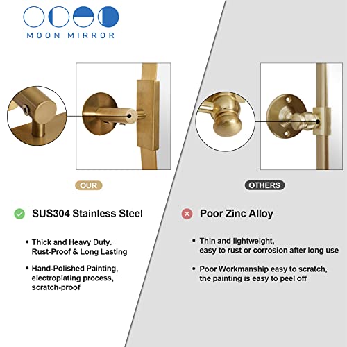 Moon Mirror Gold Oval Pivot Mirror, Oval Gold Vanity Mirror For Wall, Oval Mirror For Bathroom, Gold Metal Framed Tilting Bathroom Pivoting Mirror For Wall Mounted( Overall 23.75" X 28") #TOP3