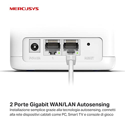 WiFi Mesh Dual-Band AC1300Mbps, 2 Porte Ethernet Gigabit, Modalità Router e Access Point, 3 Pezzi con Copertura fino a 320 ?, Mercusys Halo H30G(3-Pack) - Powerline - Immagine 5