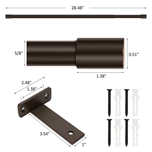 Bracheng Bronze Curtain Rod, Industrial Window Curtain Rod For Wall Mount And Ceiling Mount, Window Rods For Curtains With Cylindrical Finials, 28 To 48 Inches(2.3-4 Feet) #TOP6