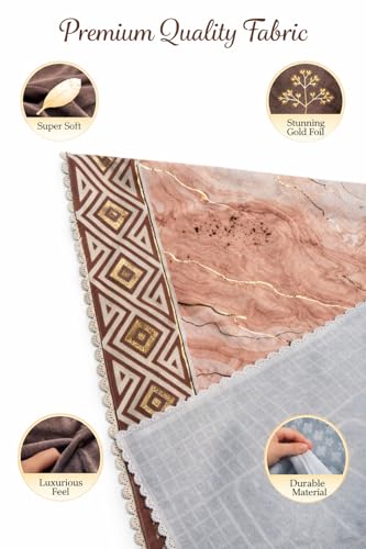 Image of AAZEEM Printed Tablecloth Soft Feel Foil Print Table Cover 4-6 Seater,Table Cover,Dining Table Cover, Table Linen,Dining Table Chair Cover,Dining Table Cover 6 Seater | Golden|36 X 54 Inches