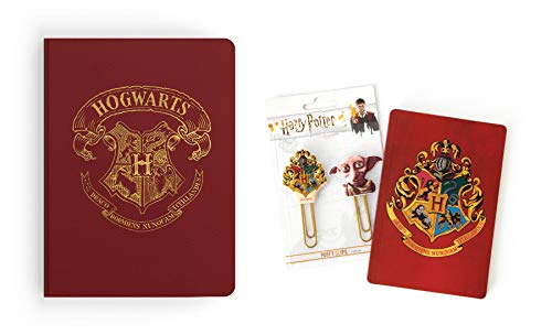 Paper House Productions SET0047 Harry Potter Journal on the Go Bundle includes Lined Softcover Journal Mini Notebook, Puffy Clips