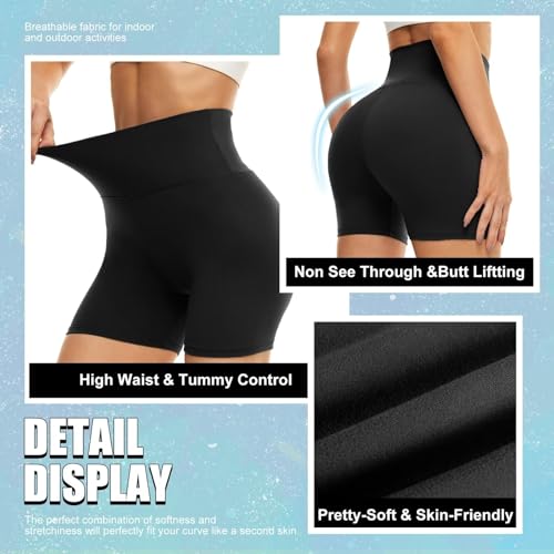 Highdays 5 Inch Biker Shorts For Women - High Waist Tummy Control Stretch Spandex Workout Shorts For Yoga Running Athletic Gym thumb #4
