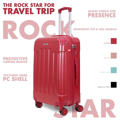 Image of AMERICAN TRAVELLER Rockstar Polycarbonate Trolley Bag | Set of 3 | Lightweight Durable Hard Shell | TSA Type Lock | Anti-Theft Zip | 360 Disc Spinner Wheels | Telescopic Handle.