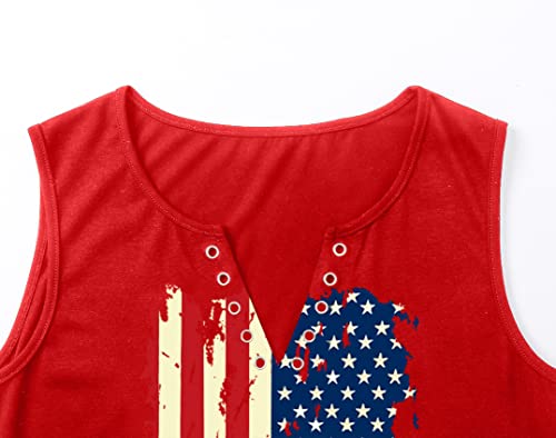 American Flag Tank Tops For Women 4Th Of July Shirts Ring Hole Sleeveless V-Neck T-Shirt Patriotic Tees #TOP4