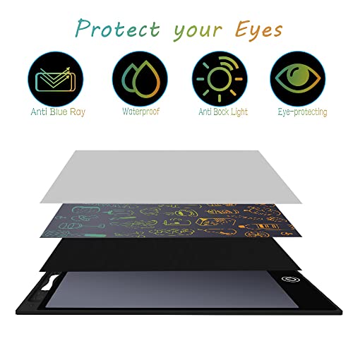 Yidedraw 3 Pack Black Lcd Writing Tablet, Colorful Screen Doodle Board Reusable Electronic Drawing Doodle Pad Learning Educational Toy Gift For Kids And Adults At Home (8.5‘’ 10‘’ 12‘’) #TOP4