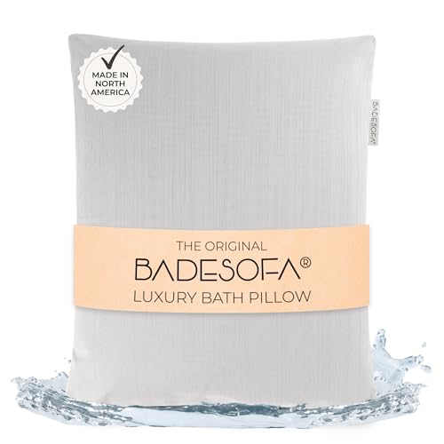 BADESOFA® Luxury Bath Pillow S - Ultra Comfortable & Quick-Drying Bath Back Pillow - Washable Full Body Bath Pillow for Bathtub - Therapeutic Head and Neck Support - Luxury Spa Cushion in Grey
