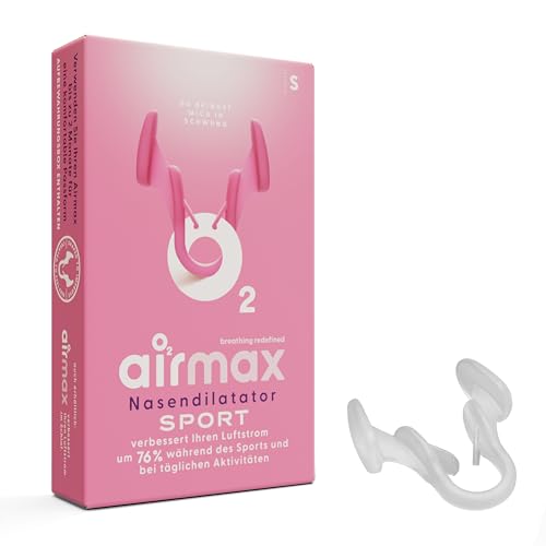 Airmax Sport Nasenspreizer - 76% mehr Luftstrom für Sport, Laufen, Radfahren & Yoga - Alternative zu Nasenpflaster für bessere Atmung - 1 Stück in Größe S - Transparent