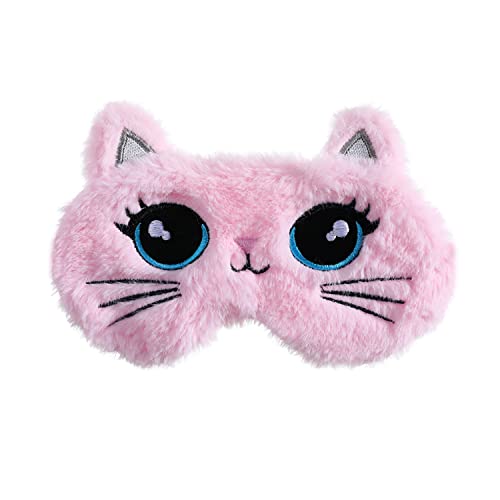 Sleeping Mask For Kids - 4 Pieces Plush Sleep Eye Cover Cute Eyeshade Birthday Christmas Gifts For Girls Teens Daughter Women (Cat) #TOP4