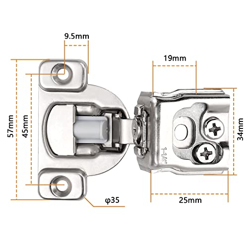 Probrico Soft Close Cabinet Hinges For Kitchen Cabinet 1-1/4" Inch Overlay 2 Pair(=4 Pieces), Concealed Cupboard Door Hignes, 105 Degree Opening Angel #TOP4