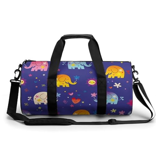 Sac de sport éléphants colorés imperméable et résistant 45cm