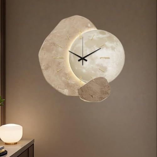 Moderno orologio da parete 3D con luce LED, funzionamento silenzioso e struttura in finta pietra, perfetto per soggiorno, sala da pranzo, ingresso e decorazione della camera da letto