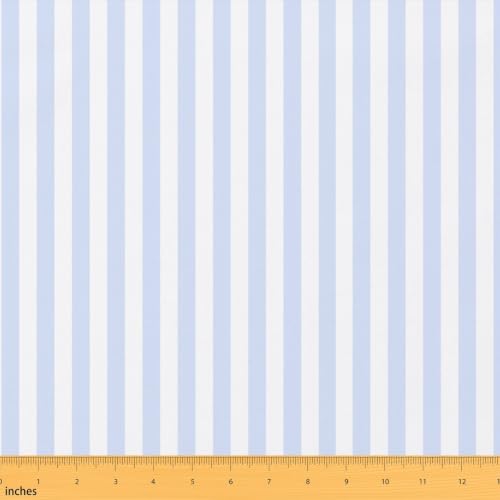 Blue White Stripes Soft Polyester No Stretch Fabric for Chairs Couch,Modern Simple Style Striped Fabric by The Yard Sewing Supplies,Cute,5 Yards,180" L x 59" W