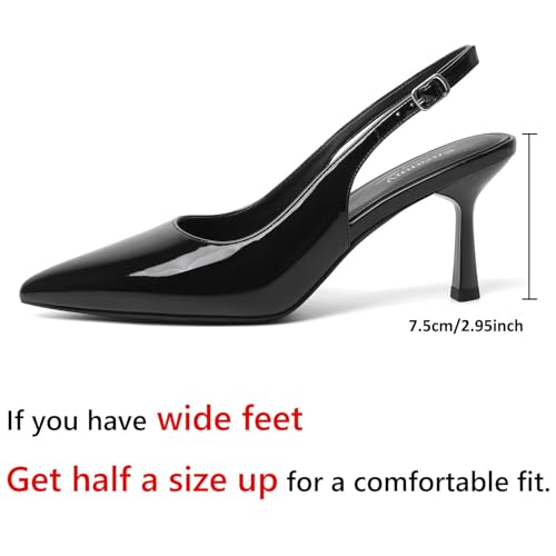 Susanny Womens Black Slingback Heels Kitten Pointed Closed Toe Stiletto Shoes 8 by Susanny - Used condition - Image 3