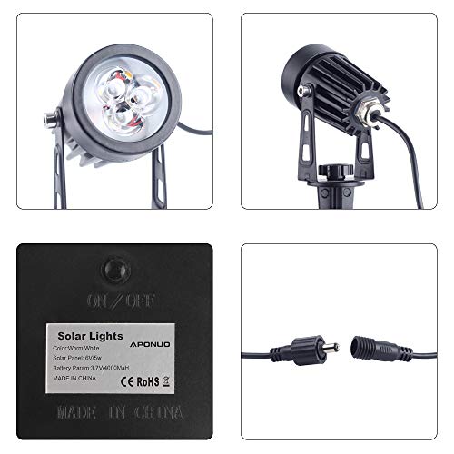 Aponuo Solar Spotlights Landscape Lights Low Voltage Outdoor Solar Spotlight Ip65 Waterproof 9.8Ft Cable Auto On/Off With 4 Cool White For Outdoor Garden Yard Landscape Downlight (4-In-1) #TOP2