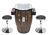 Creative Outdoor Distributor Arcades Wine Barrel Style Pub Machine | Full-Size Commercial Arcade |2 Player |60 Classic Games | 15" LCD | Round Glass Top | 2 Sanwa Joysticks + 2 Stools |3 Year Warranty