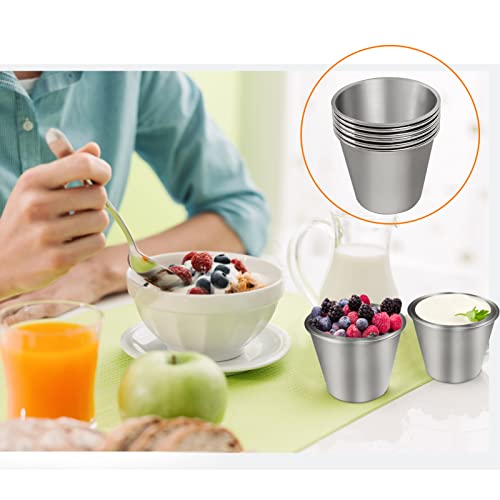 Cenbee Salad Dressing Container, Grade Stainless Steel304 Dipping Sauce Bowls Reusable Mini Sauce Cups Condiment Sauce Cups Pudding Condiment Cups For Home Party Restaurants(12Pack 50Ml） #TOP3