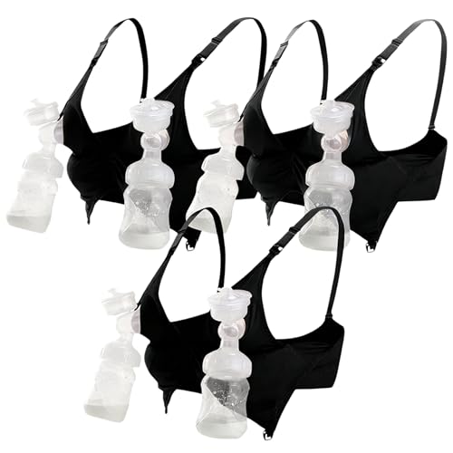 Image of iloveSIA Nursing Bras for Mom Breastfeeding, Seamless Supportive Sleep Bra for Maternity Postpartum S-2XL 3Pack