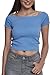 Produktbild Urban Classics Damen Ladies Off Shoulder Rib Tee T-Shirt, Blau (Horizonblue 01301), Medium (Herstellergröße: M)