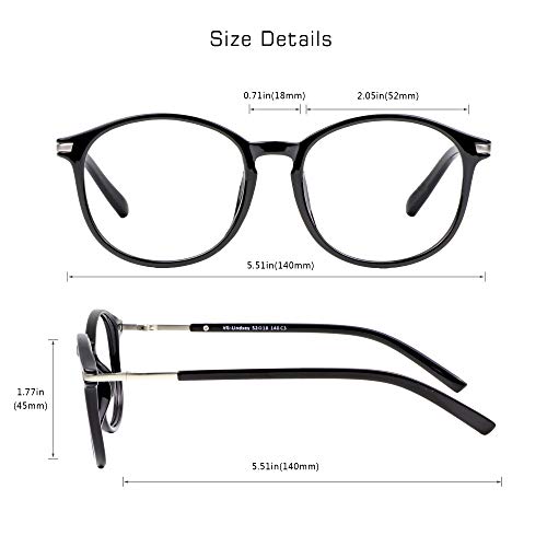 Image of VisionGlobal Blue Light Blocking Glasses for Women /Men, Anti Eyestrain, Computer Reading, TV Glasses, Stylish Oval Frame, Anti UV, Anti Glare(Black,No Magnification)
