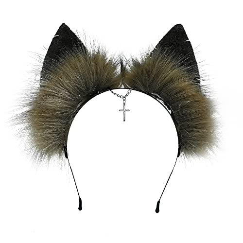 Image of VIGVAN Handmade Wolf Fox Ears Animal Cosplay Cute Head Accessories for Halloween