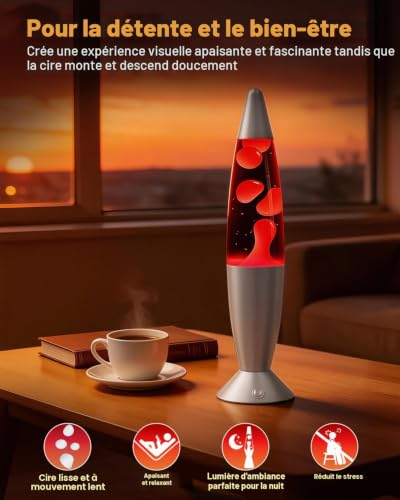 Soarling 16" Lampe à Mouvement Liquide Art Déco, Télécommande 17 Changements de Couleur Veilleuse, Lampe d'Ambiance Rétro pour Décor de Chambre, Cadeau Enfants/Adultes pour Noël, Fête (Argent) – vue 2