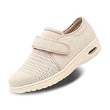 Womens Diabetic Walking Shoes Adjustable Outdoor Sneakers Recovery Easy On Off Strap Wide Width Slippers Comfort for Seniors Elderly Woman Swollen Feet, Edema, Foot Pain