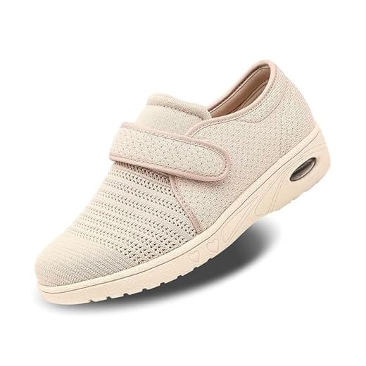 Womens Diabetic Walking Shoes Adjustable Outdoor Sneakers Recovery Easy On Off Strap Wide Width Slippers Comfort for Seniors Elderly Woman Swollen Feet, Edema, Foot Pain