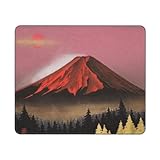 正方形マウスパッド 10 x 12 インチ 滑り止め 耐久性 オフィス デスクトップ ラップトップ用 (日本の伝統的なムーブメントを描く赤い富士)