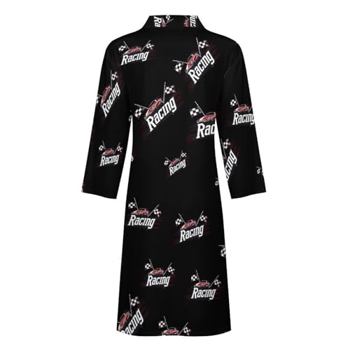 Race Car with Checkered Flag Funny Men's Robe Lightweight Soft Bathrobe Long-sleeve Spa Robes 5