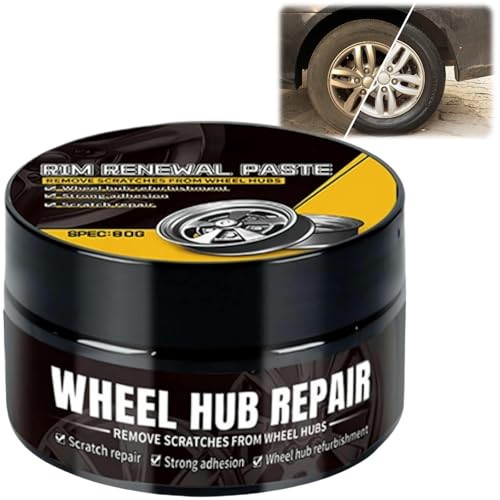 Car Wheel Scratch Repair Polish,Car Scratch Remover Hub Polishing Paste with Sponge,Wheel Repair Kit,Scratches & Restores High-Gloss Finish for Vehicles,Car Polishing Kit,Hubcap & Rim Repair Kit,80g