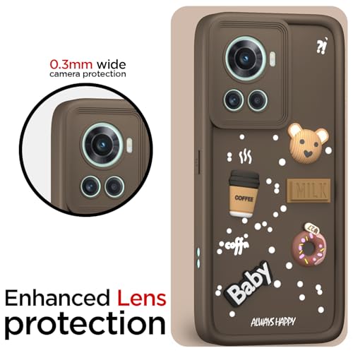 Image of Pikkme Back Cover for OnePlus 10R 5G | Cute Fun Cartoon 3D Bear Silicone Full Body Protection Bumper Cover (Brown)