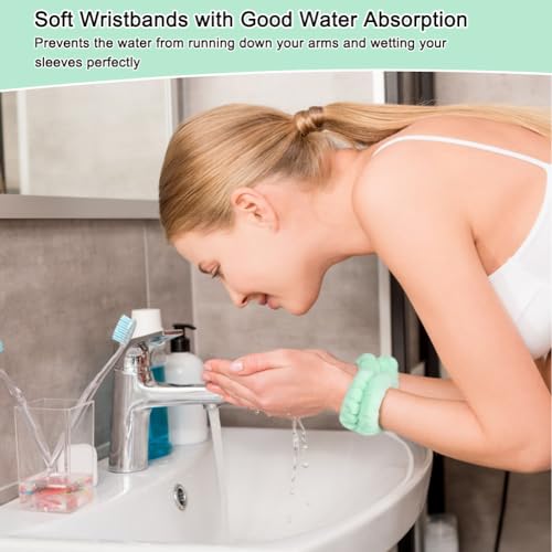 Wrist Bands for Face Washing 8Pcs Skincare Face Wash Wristbands Microfibre Absorbent Wrist Towels Wash Bands for Makeup Spa Cleansing Cuffs to Keep Liquid from Spilling Down Arms - Image 2