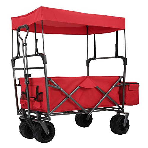EXTEC Folding Stroller Wagon Collapsible with Canopy Outdoor Sport Baby Trolley Garden Utility
