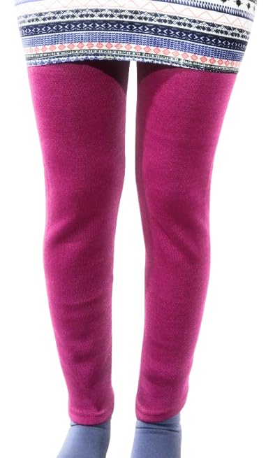 Women's & Girl’s Winter Wear Warm Woolen Plain Full Length Leggings Free Size (Wine)-image-41